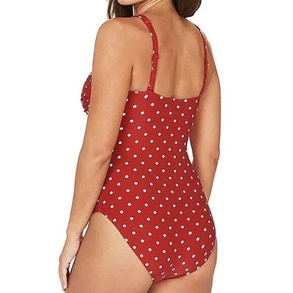 NIPTUCK 10 Joanne Red Polka Dot One-Piece Swimsuit Retro Pin Up slimming - Picture 2 of 9